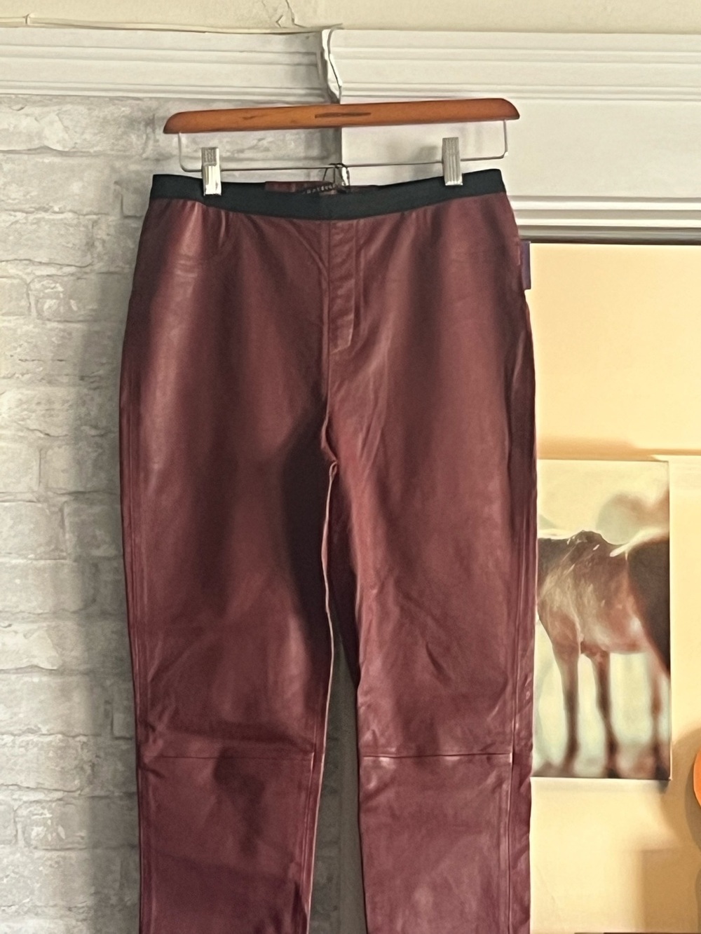 Bagatelle Women’s Burgundy genuine Leather Skinny Pants
